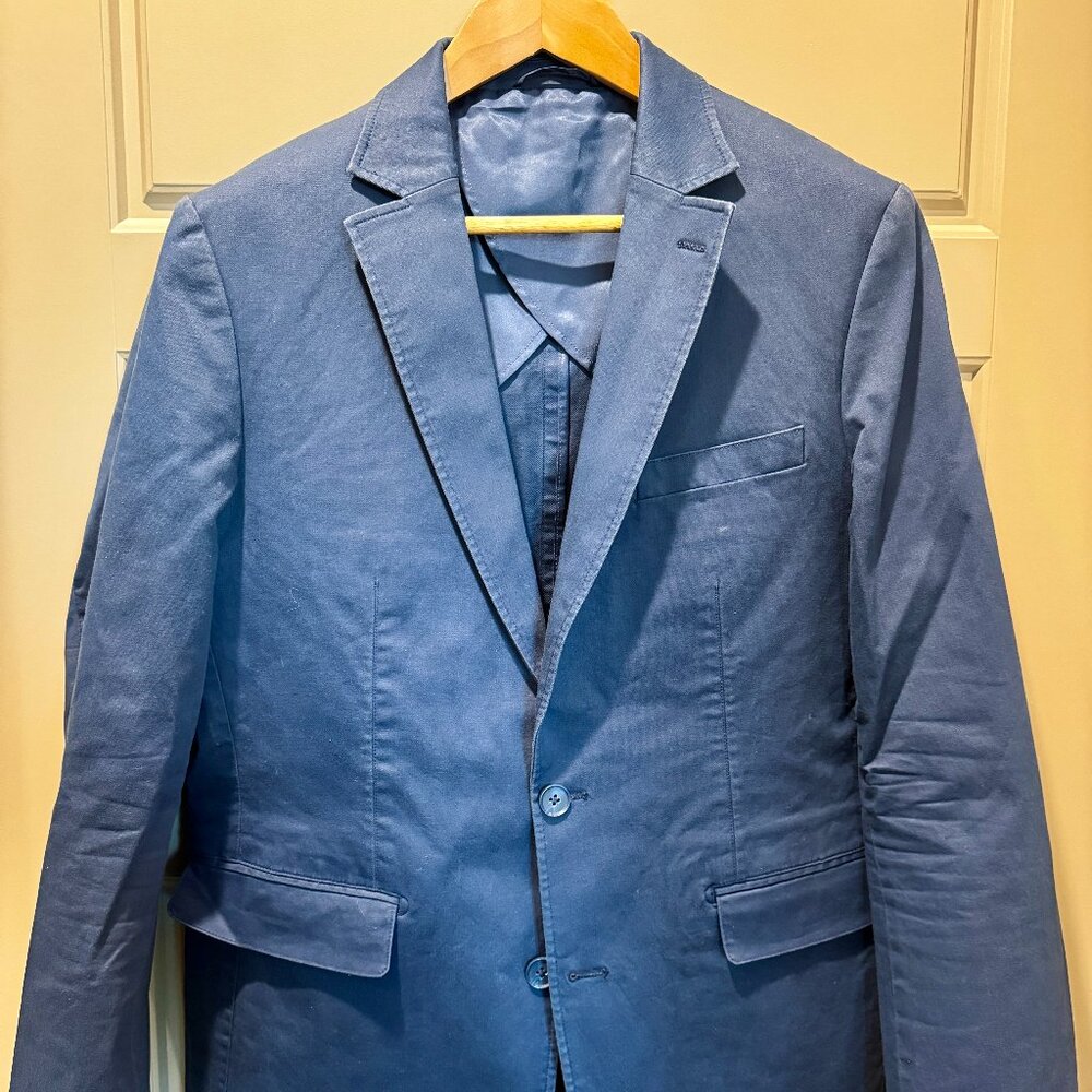 The Tie Bar Navy Miracle Jacket – 40R – Unlined Cotton Blazer